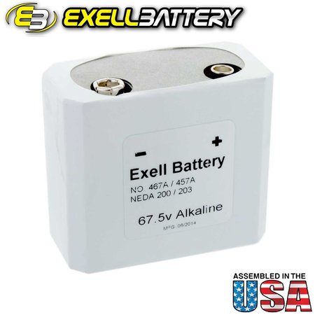 Exell Battery Battery 457/467 67.5V Alkaline Battery NEDA 203 Replaces ER457 457/467